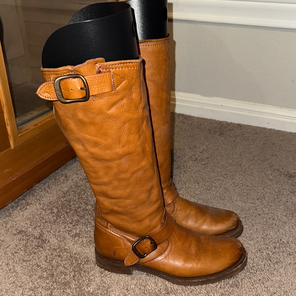 Frye Veronica Slouch Women's Tan Leather Knee-High Boots - in discontinued